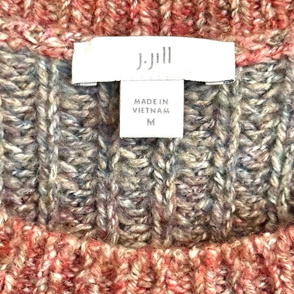 J.Jill Rainbow Striped Rib Knit Chunky Sweater M Loose Fit Warm Comfy Tunic - Picture 6 of 7